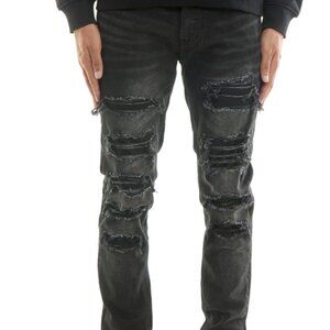Mens Distressed Black Jeans
